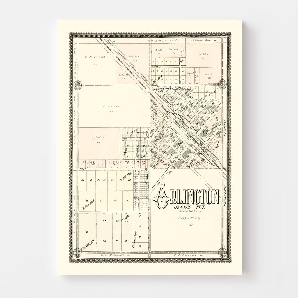 Vintage Map of Arlington, South Dakota 1909