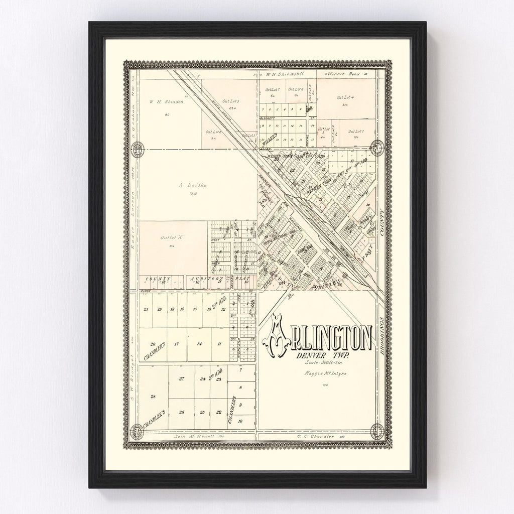 Vintage Map of Arlington, South Dakota 1909