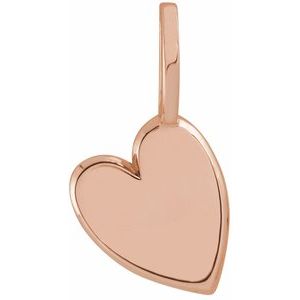 14K Rose Engravable Sideways Heart Pendant