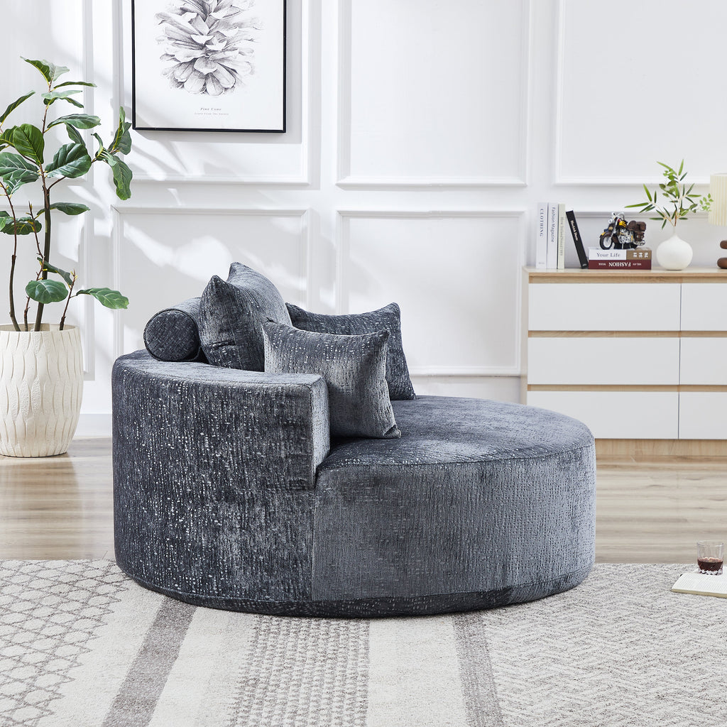 55''L Chenille Sponge single sofa,No Assembly Required,Fluffy Modern Sleeper Chair for Living room, Bedroom, Lounge and Projection Room(Not a swivel chair.)