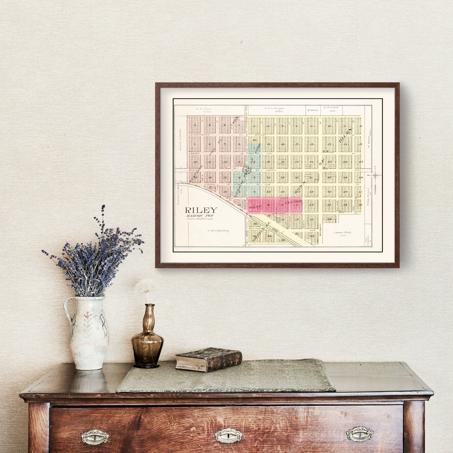 Vintage Map of Riley, Kansas 1909