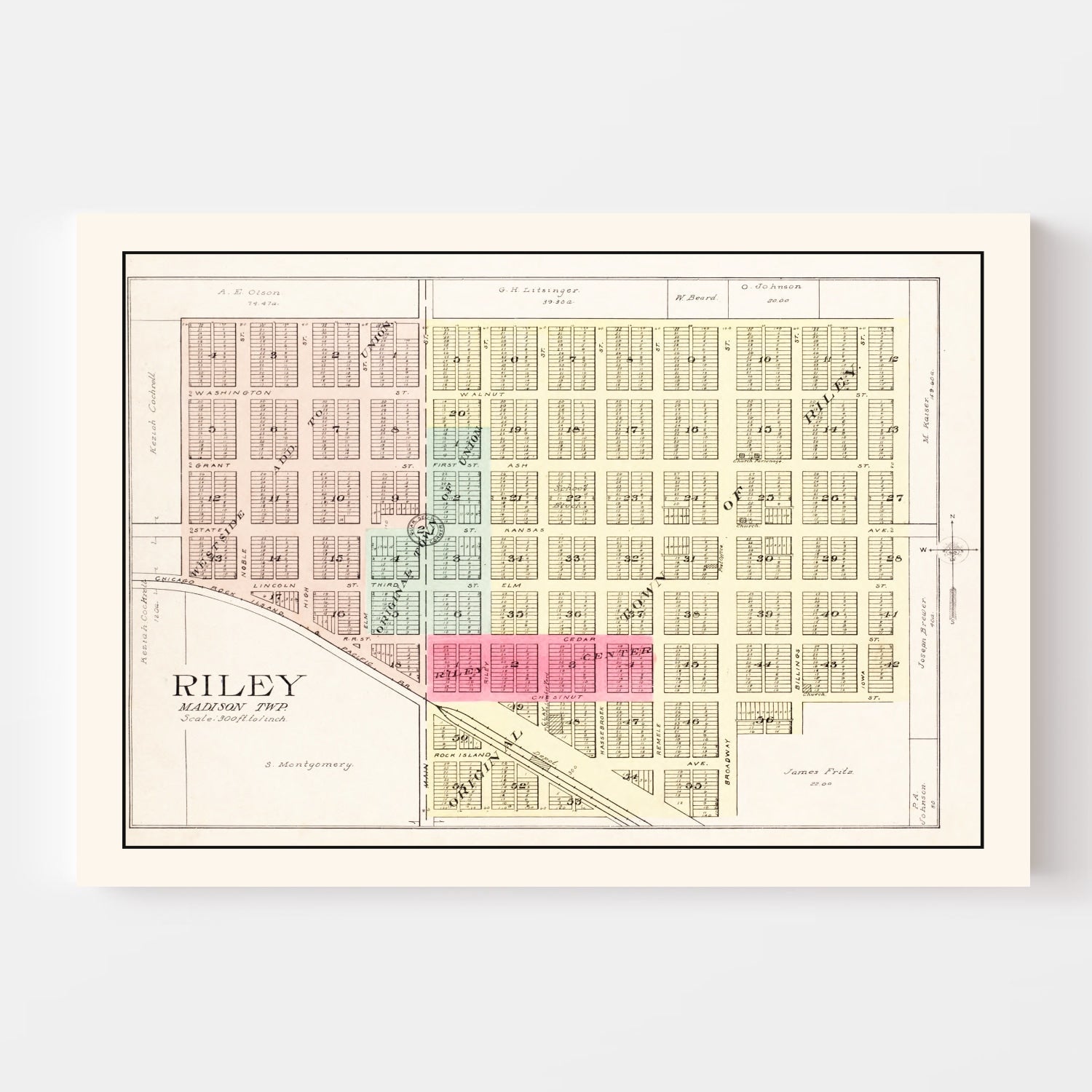 Vintage Map of Riley, Kansas 1909