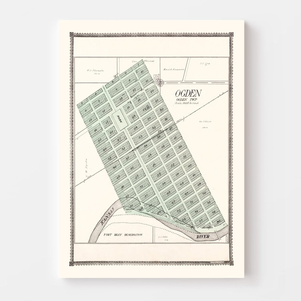 Vintage Map of Ogden, Kansas 1909