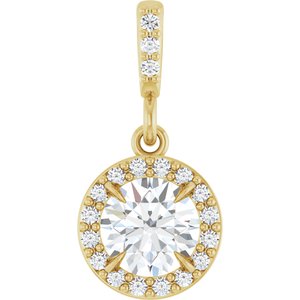 14K Yellow Gold 1/2 CTW Lab-Grown Diamond Halo-Style Pendant