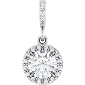 14K White Gold 1/2 CTW Lab-Grown Diamond Halo-Style Pendant