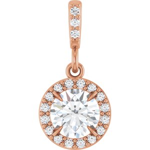 14K Rose Gold 1/2 CTW Lab-Grown Diamond Halo-Style Pendant