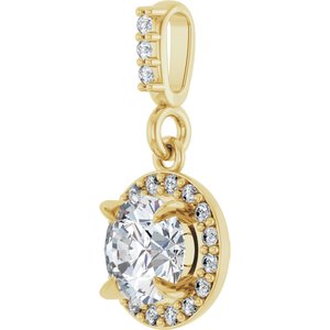 14K Yellow Gold 1/2 CTW Lab-Grown Diamond Halo-Style Pendant