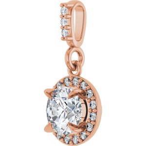 14K Rose Gold 1/2 CTW Lab-Grown Diamond Halo-Style Pendant