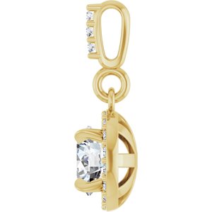 14K Yellow Gold 1/2 CTW Lab-Grown Diamond Halo-Style Pendant