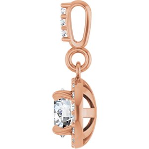 14K Rose Gold 1/2 CTW Lab-Grown Diamond Halo-Style Pendant