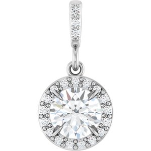 14K White Gold 5/8 CTW Lab-Grown Diamond Halo-Style Pendant