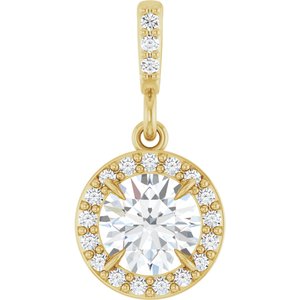 14K Yellow Gold 5/8 CTW Lab-Grown Diamond Halo-Style Pendant