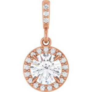 14K Rose Gold 5/8 CTW Lab-Grown Diamond Halo-Style Pendant