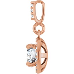 14K Rose Gold 5/8 CTW Lab-Grown Diamond Halo-Style Pendant