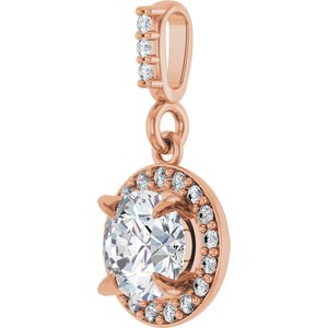 14K Rose Gold 5/8 CTW Lab-Grown Diamond Halo-Style Pendant