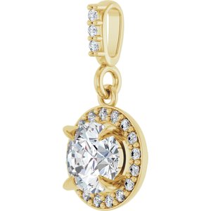 14K Yellow Gold 5/8 CTW Lab-Grown Diamond Halo-Style Pendant