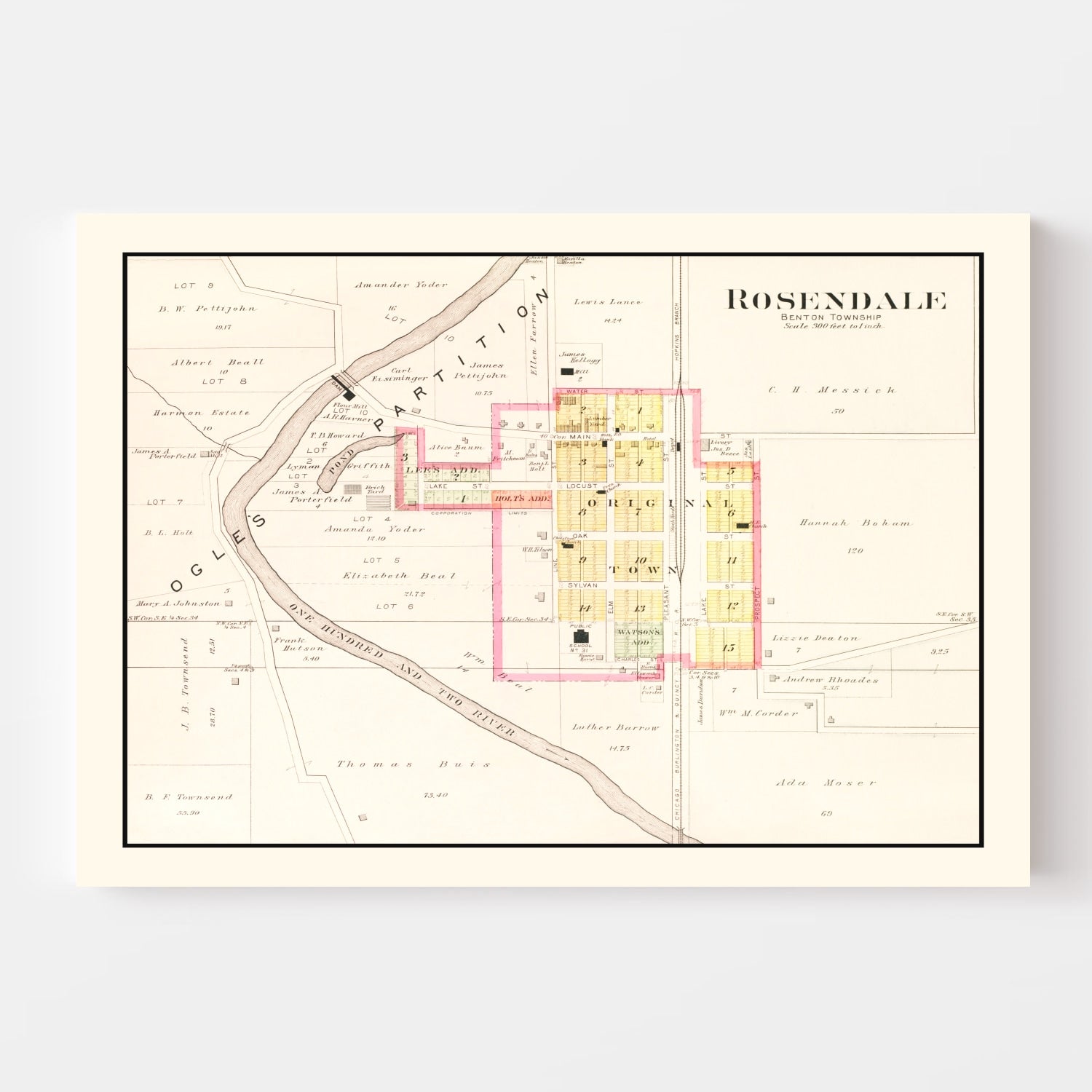 Vintage Map of Rosendale, Missouri 1909