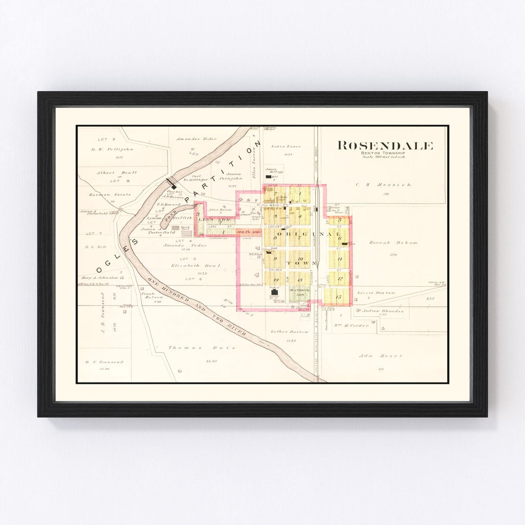 Vintage Map of Rosendale, Missouri 1909
