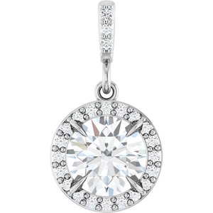 Platinum 1 1/8 CTW Lab-Grown Diamond Halo-Style Pendant