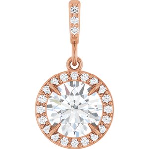 14K Rose Gold 1 1/8 CTW Lab-Grown Diamond Halo-Style Pendant