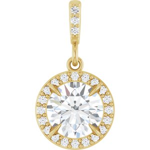 14K Yellow Gold 1 1/8 CTW Lab-Grown Diamond Halo-Style Pendant