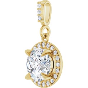 14K Yellow Gold 1 1/8 CTW Lab-Grown Diamond Halo-Style Pendant