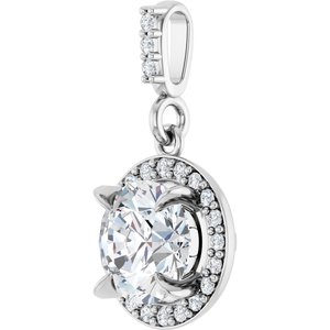 14K White Gold 1 1/8 CTW Lab-Grown Diamond Halo-Style Pendant