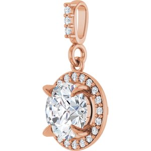 14K Rose Gold 1 1/8 CTW Lab-Grown Diamond Halo-Style Pendant