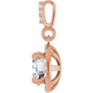 14K Rose Gold 1 1/8 CTW Lab-Grown Diamond Halo-Style Pendant