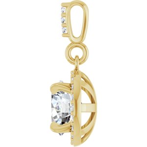 14K Yellow Gold 1 1/8 CTW Lab-Grown Diamond Halo-Style Pendant