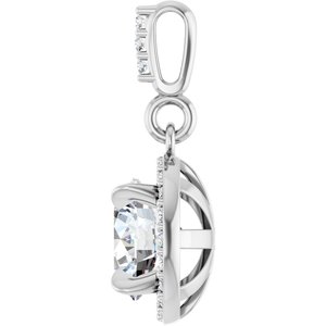 14K White Gold 1 1/8 CTW Lab-Grown Diamond Halo-Style Pendant