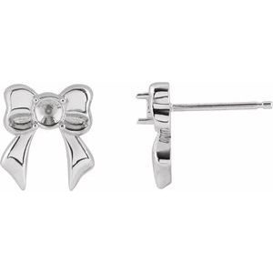Platinum 3 mm Round Bow Stud Earring Mounting