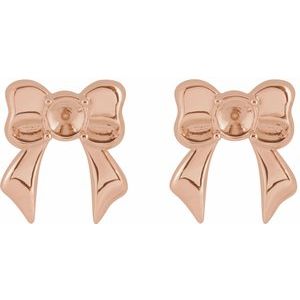 14K Rose Gold 3 mm Round Bow Stud Earring Mounting – image 2