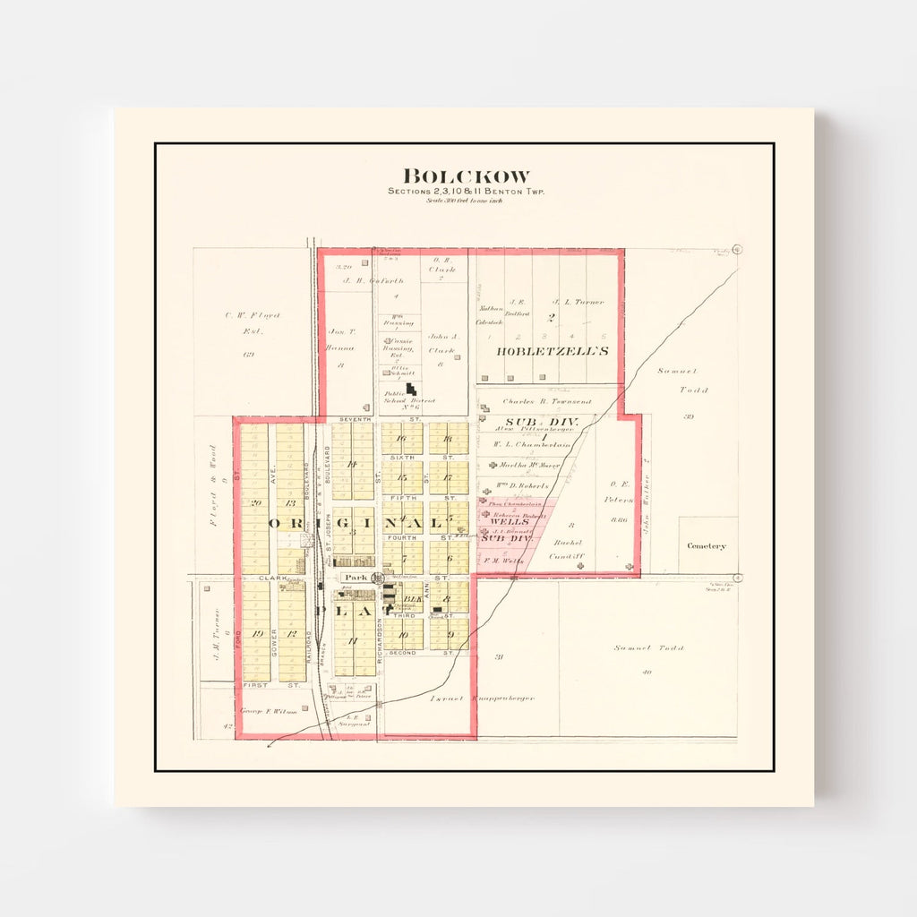 Vintage Map of Bolckow, Missouri 1909