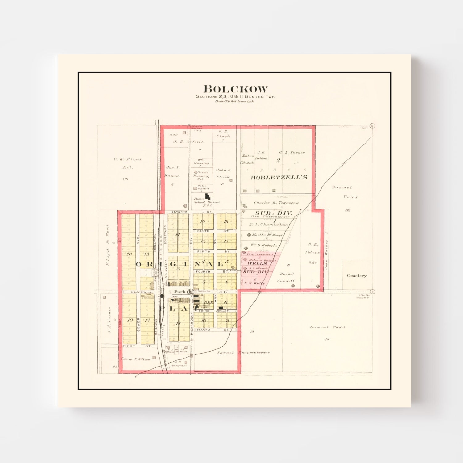 Vintage Map of Bolckow, Missouri 1909