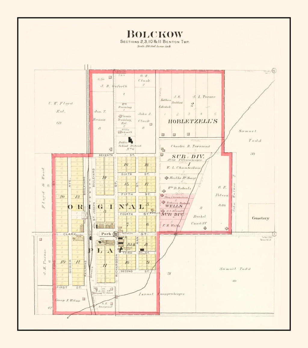 Vintage Map of Bolckow, Missouri 1909