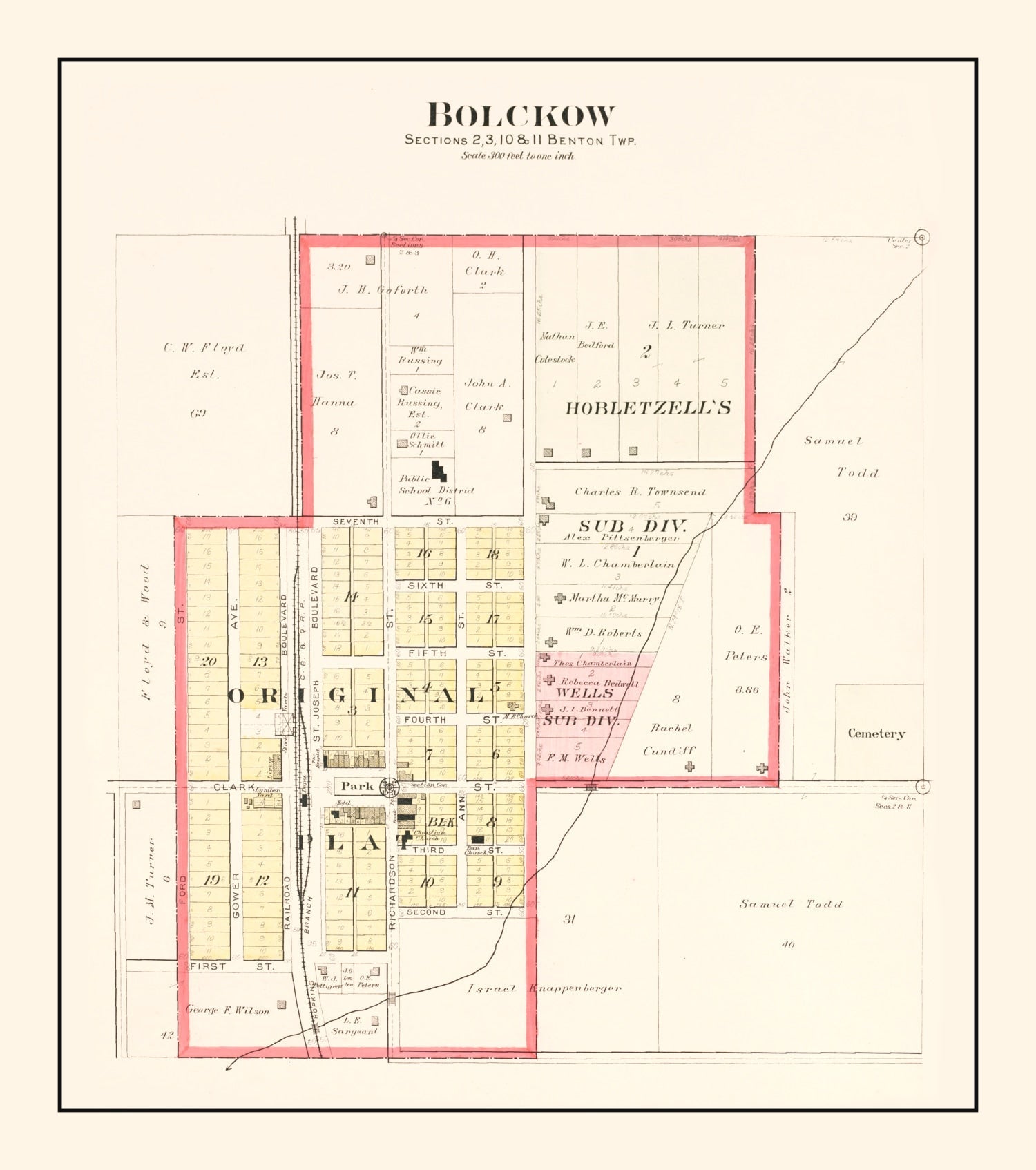 Vintage Map of Bolckow, Missouri 1909