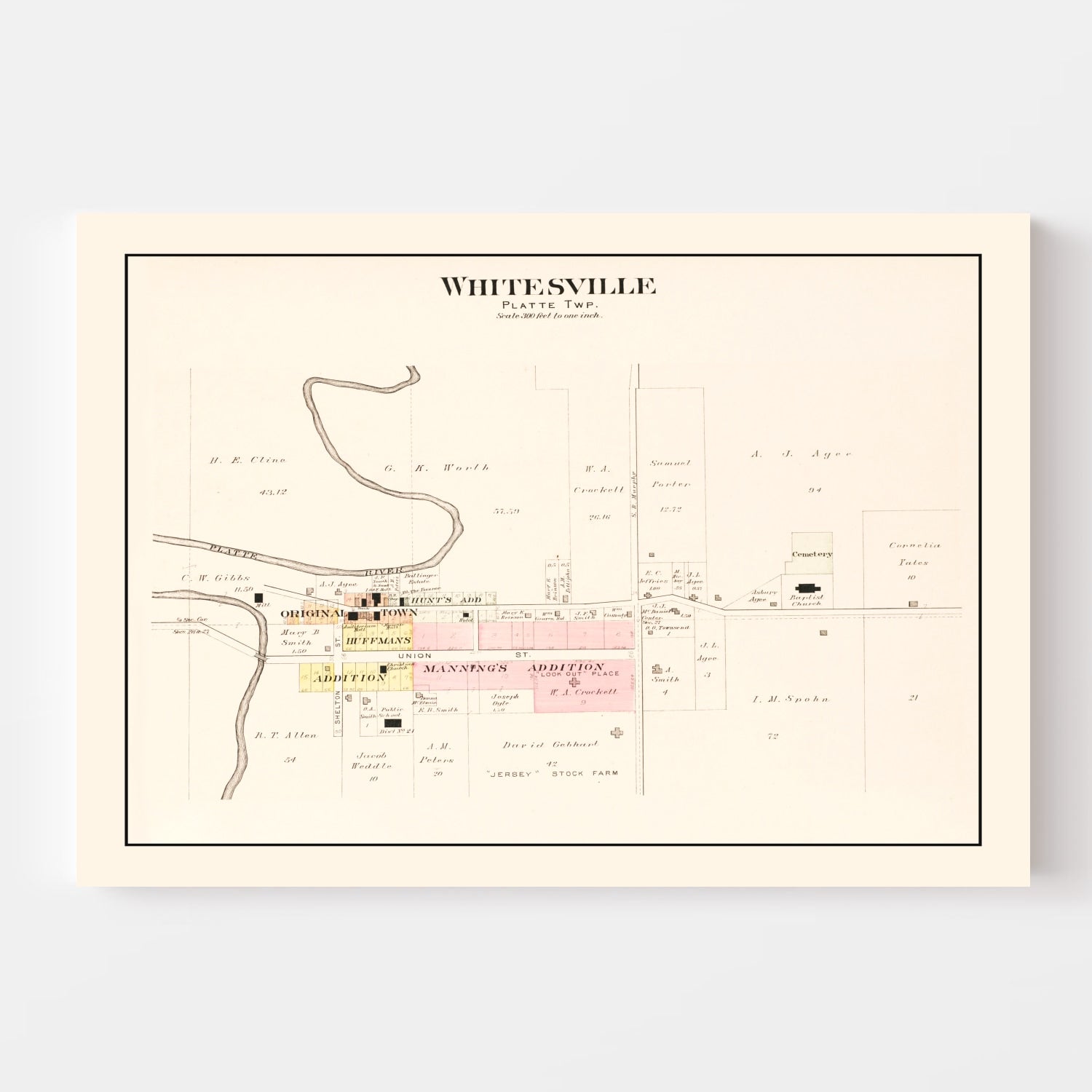 Vintage Map of Whitesville, Missouri 1909