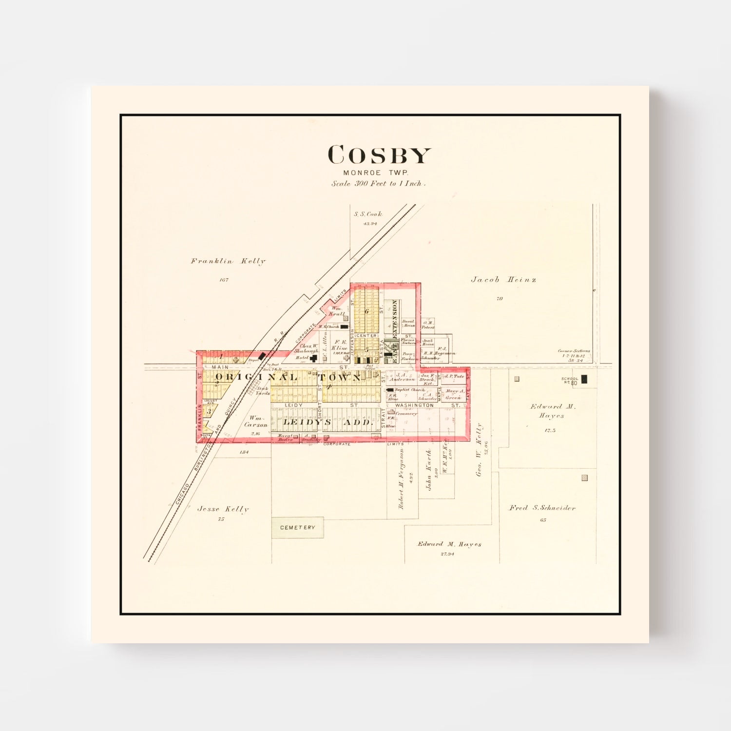 Vintage Map of Cosby, Missouri 1909