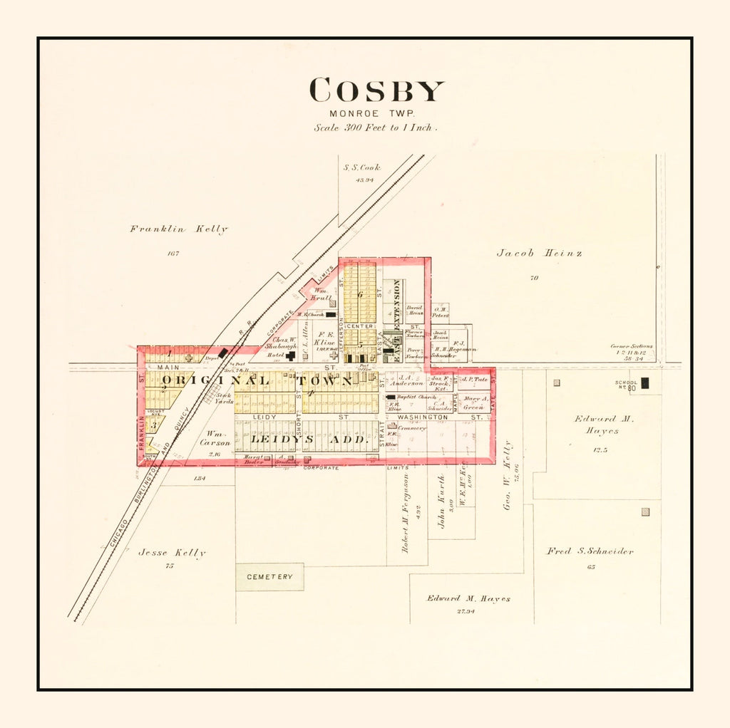 Vintage Map of Cosby, Missouri 1909