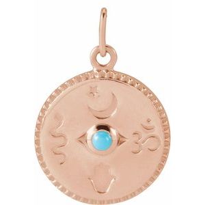 14K Rose Gold Natural Turquoise Spiritual Pendant