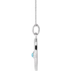 14K White Gold Natural Turquoise Spiritual 18" Necklace