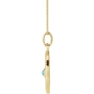 14K Yellow Gold Natural Turquoise Spiritual 18" Necklace