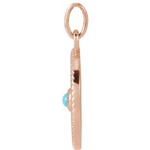 14K Rose Gold Natural Turquoise Spiritual Pendant