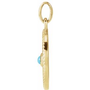 14K Yellow Gold Natural Turquoise Spiritual Pendant