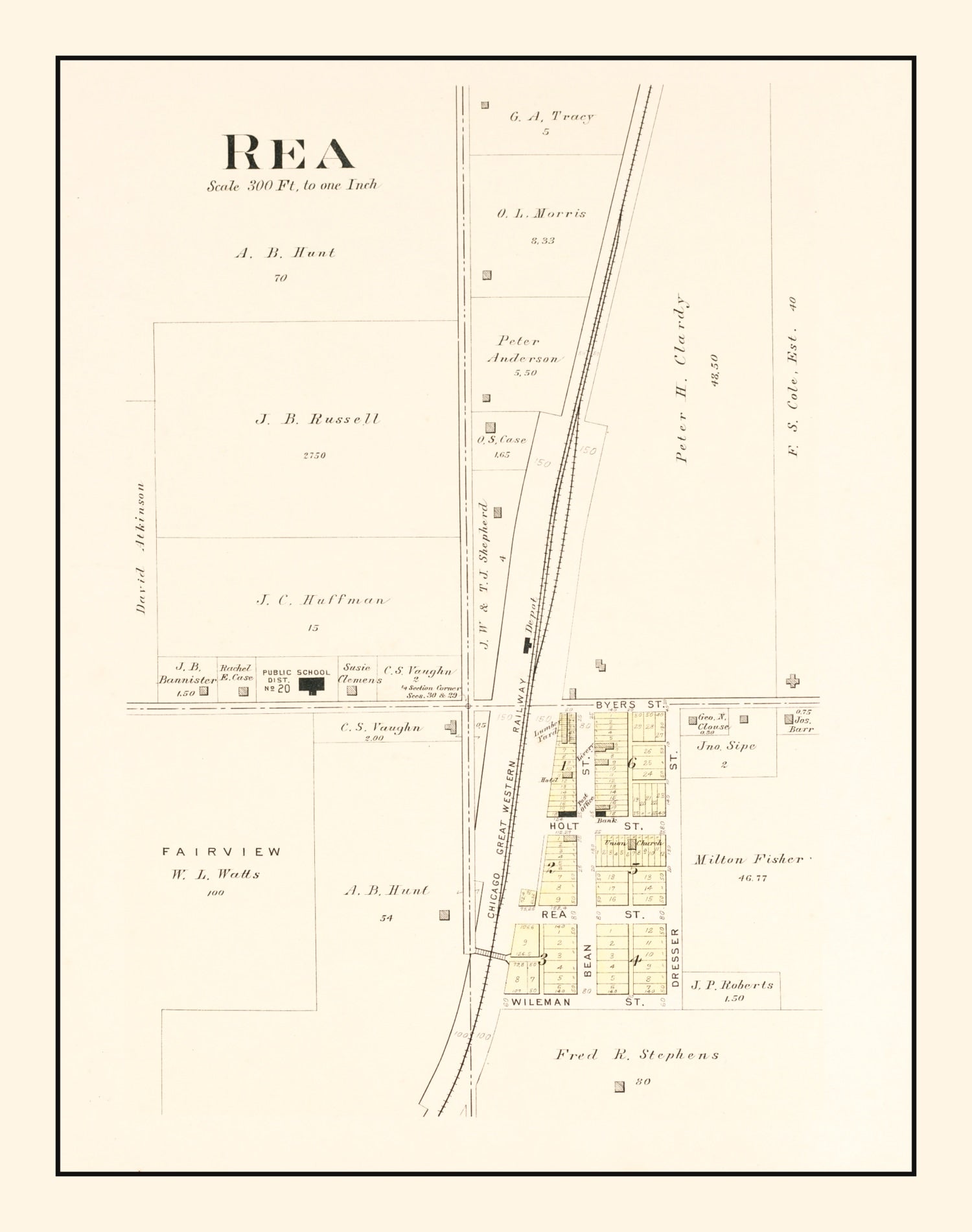 Vintage Map of Rea, Missouri 1909