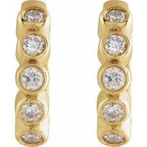 14K White Gold Natural Blue Sapphire 15 mm Hinged Hoop Earrings – image 5