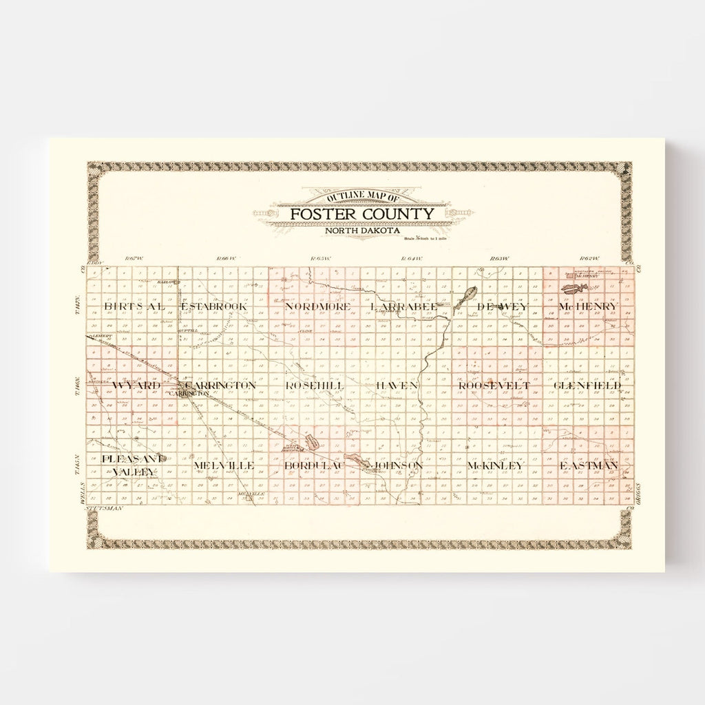 Vintage Map of Foster County, North Dakota 1910
