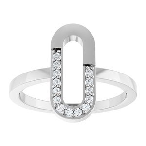 Sterling Silver 1/10 CTW Natural Diamond Paperclip-Style Ring
