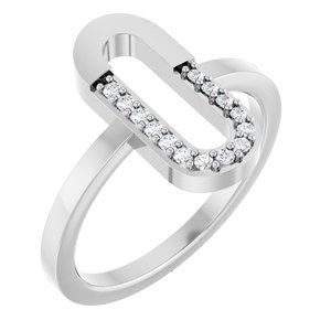 14K White Gold 1/10 CTW Natural Diamond Paperclip-Style Ring